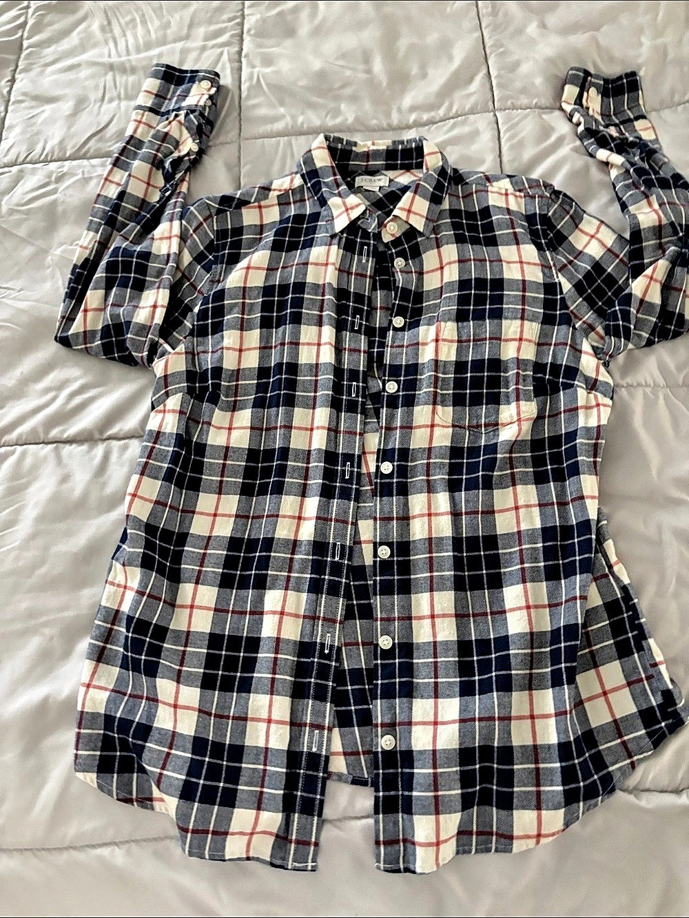 J.Crew Plaid Button Down Shirt Blue & Red Small